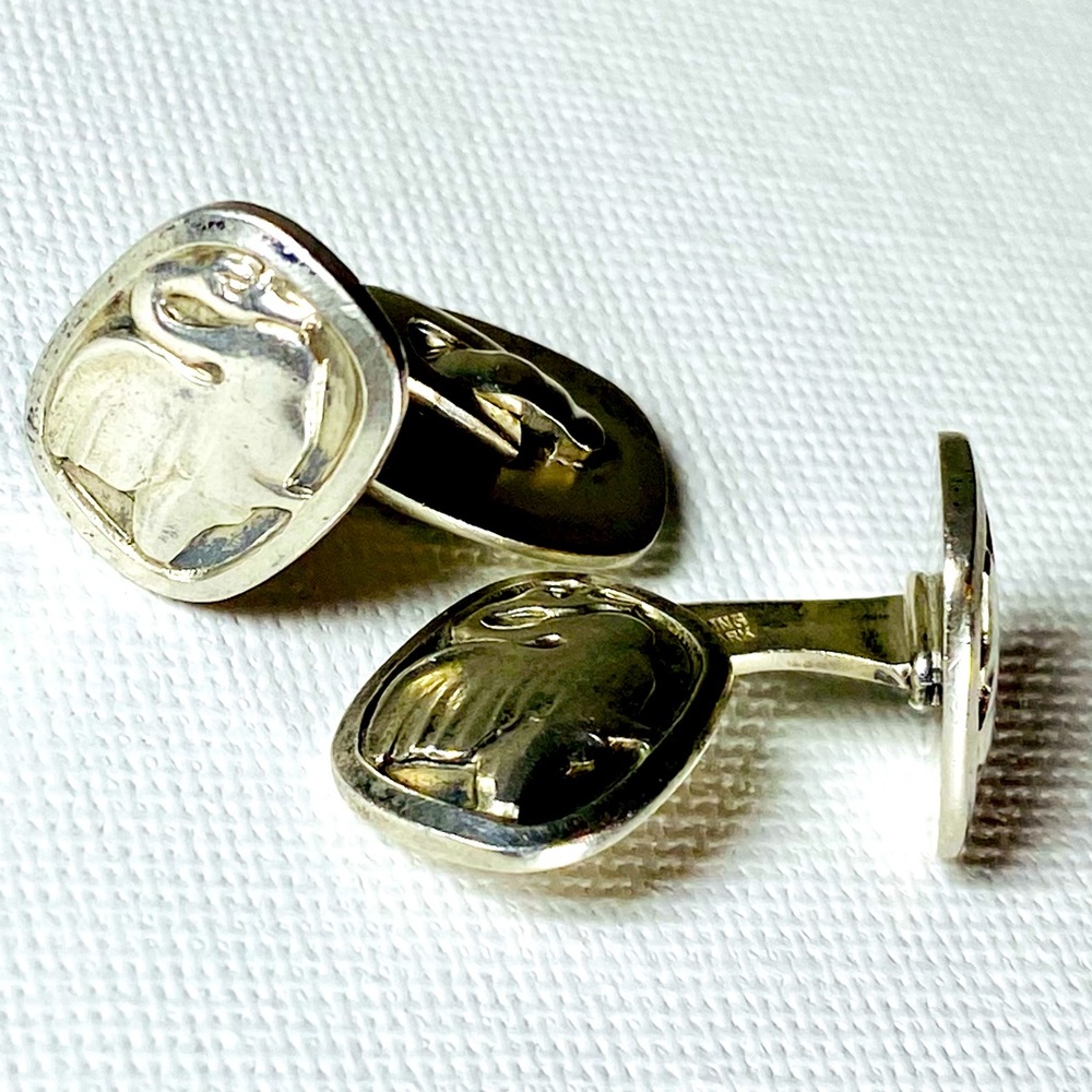 Georg Jensen Phoenix/Bird Double-Side Silver Cufflinks